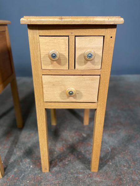 Mid 20th Century Solid Oak Pair Of Bedside Cabinets