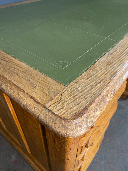 Art Deco Light Oak Panelled Desk c1930