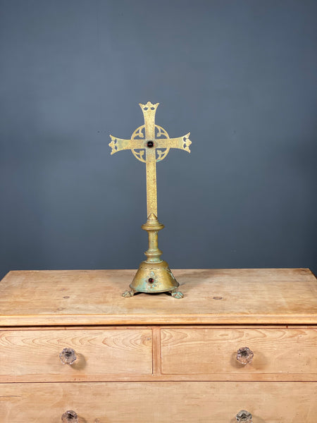 19th Century Brass Church Altar Cross