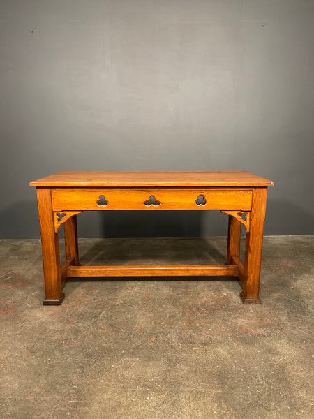 Antique Victorian Pitch Pine Gothic Church Console Table