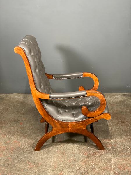 A Vintage Leather Chesterfield Slipper Chair