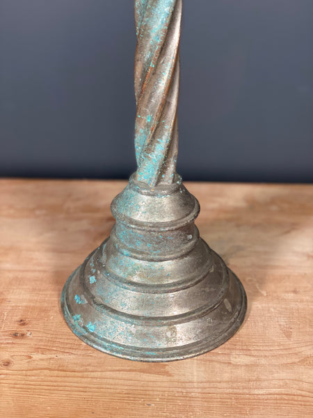 Large 19th Century Silver Plated Bronze Church Candlestick