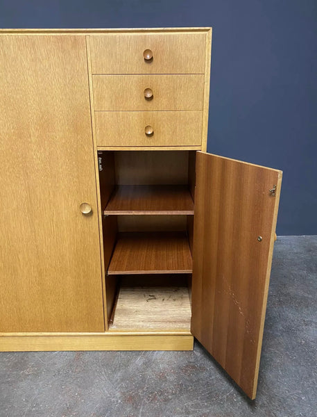 Small Mid Century Meredew Light Oak Gentleman’s Wardrobe