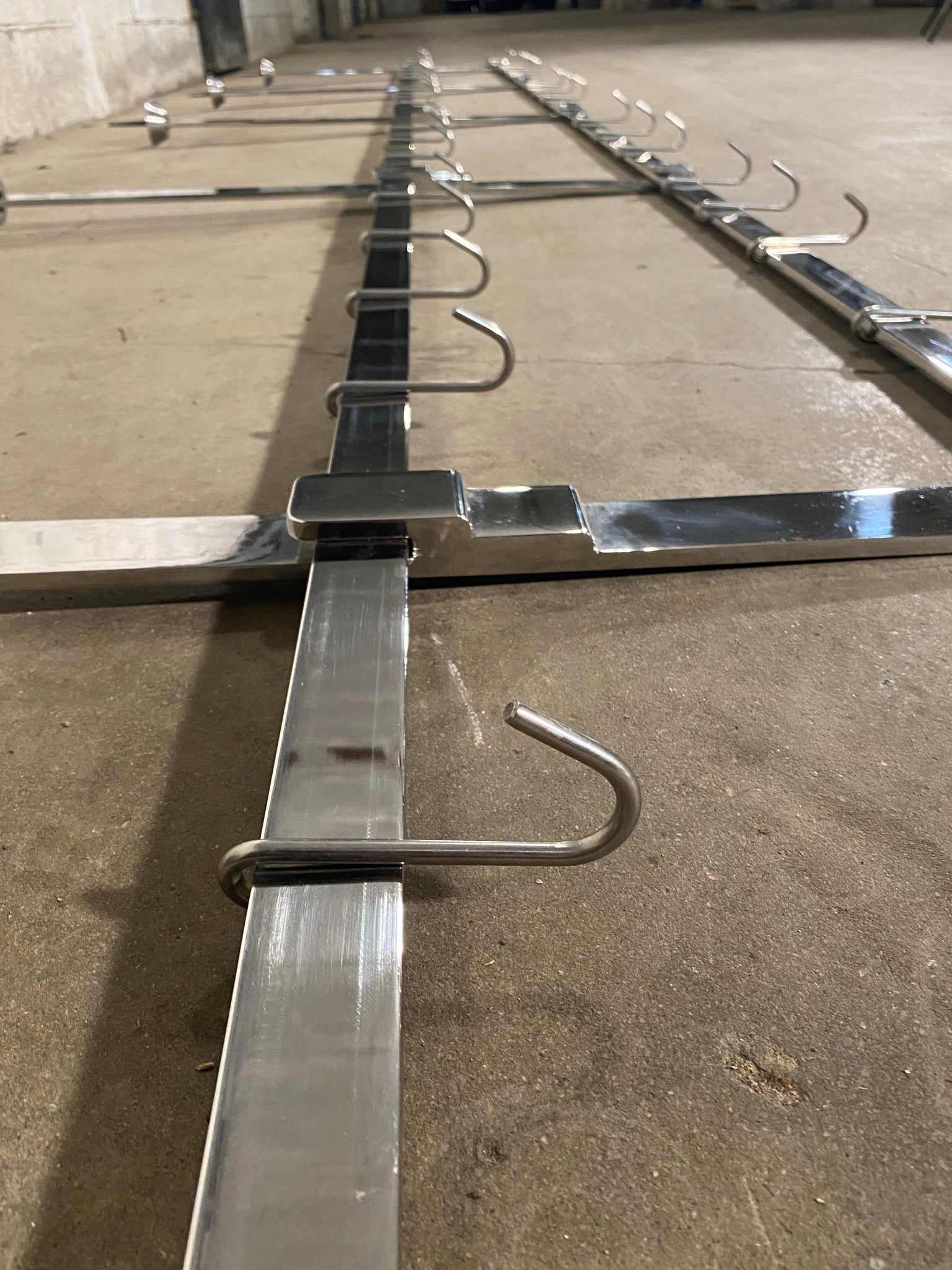 16ft Stainless Steel Butchers Shop Display Rack Ceiling Mounted