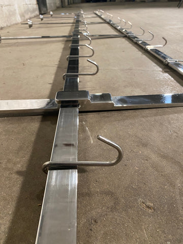 16ft Stainless Steel Butchers Shop Display Rack Ceiling Mounted