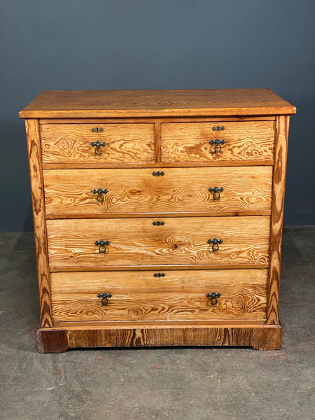 Victorian Pitch Pine Gothic Chest Of Drawers