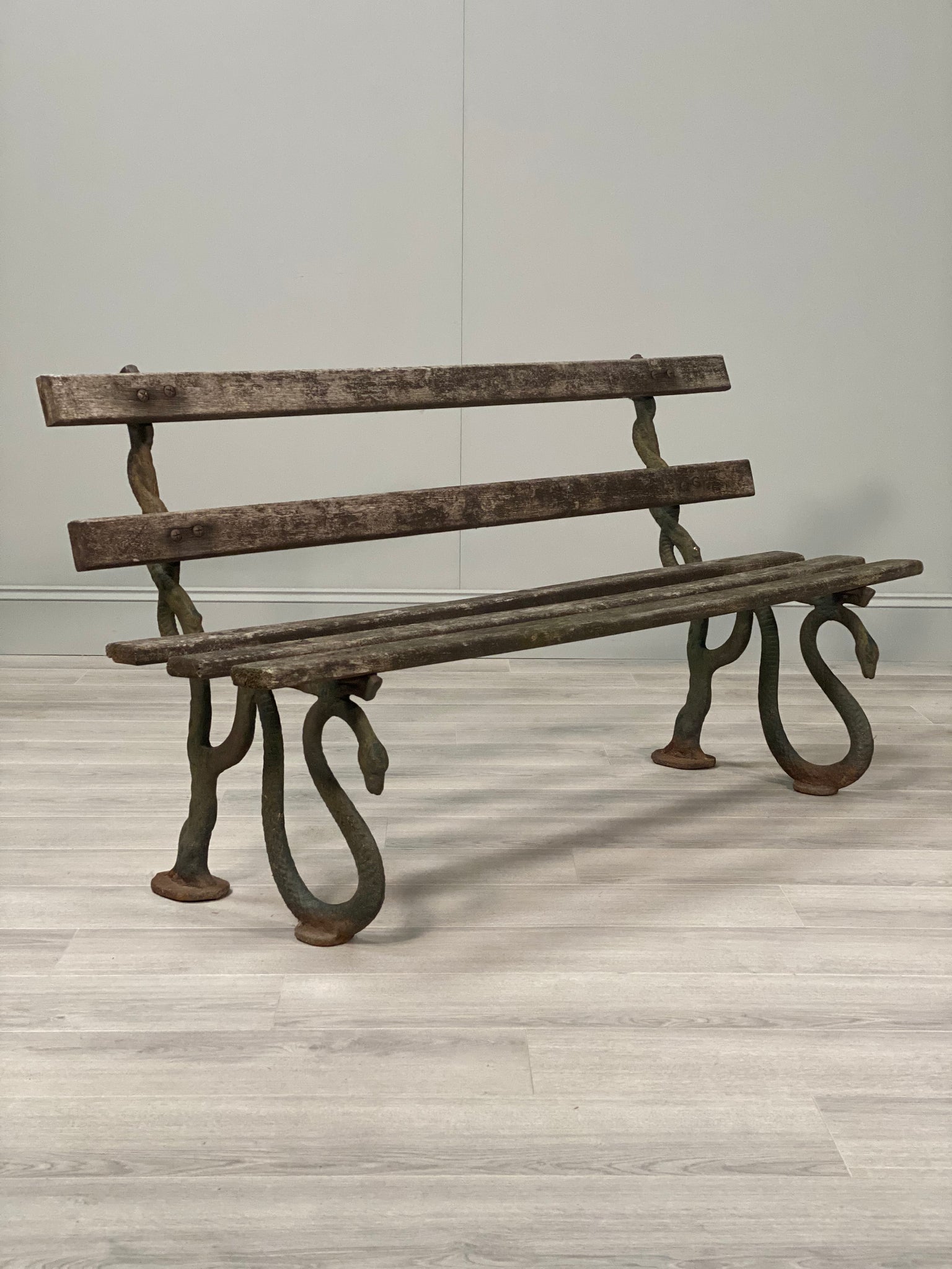 19th Century Serpent Garden Bench In Original Condition