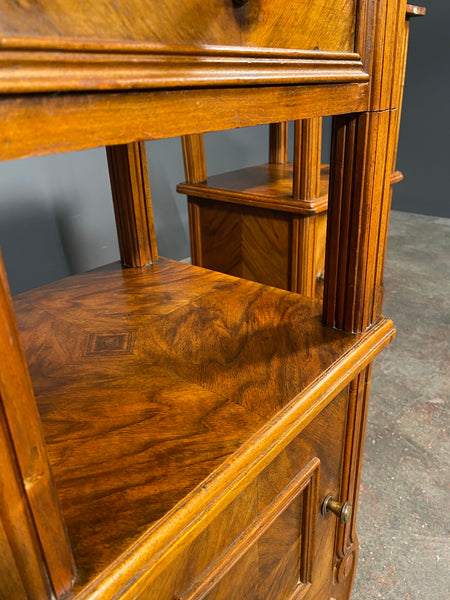 A Pair Of Antique French Walnut Bedside Cabinets With Marble Top
