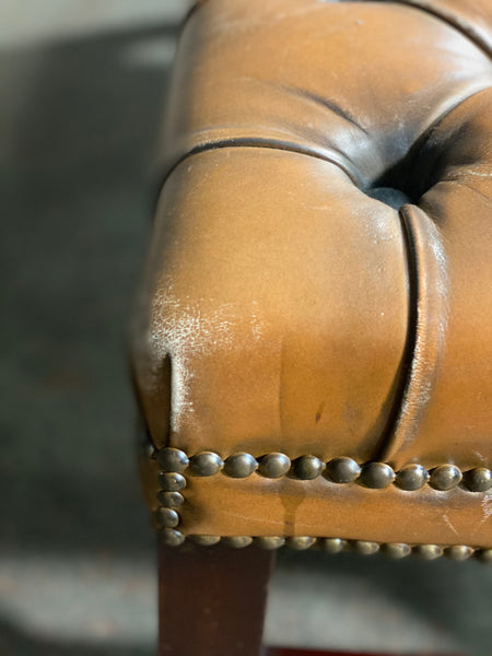 Large Chesterfield Leather Footstool