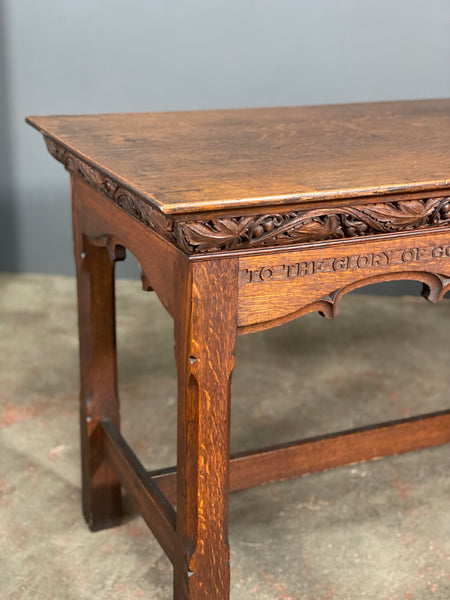 Victorian Carved Oak Church Altar Table