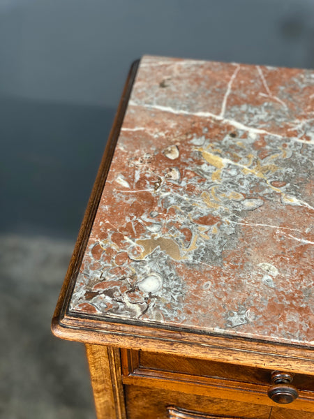 Antique Walnut French Bedside Cabinet