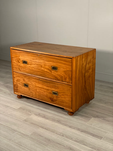 Edwardian Walnut Campaign Chest Of Drawers
