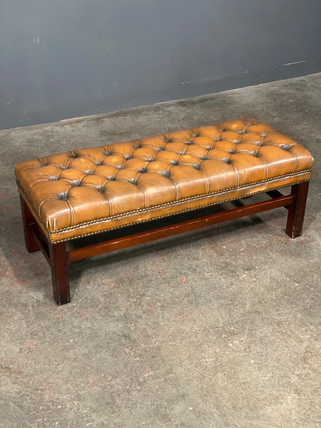 Large Chesterfield Leather Footstool