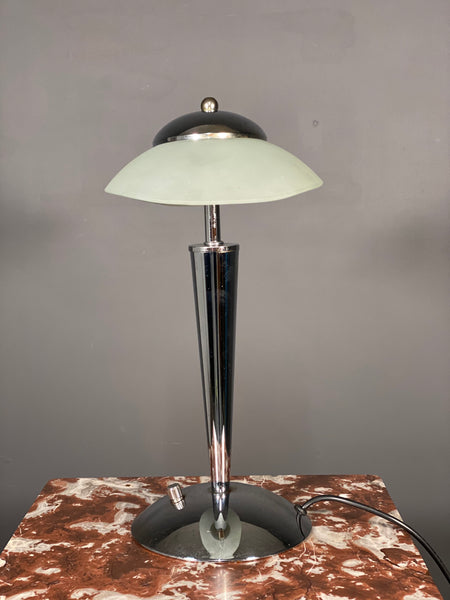 Vintage Art Deco Style Chrome Frosted Glass Dimmable Lamp