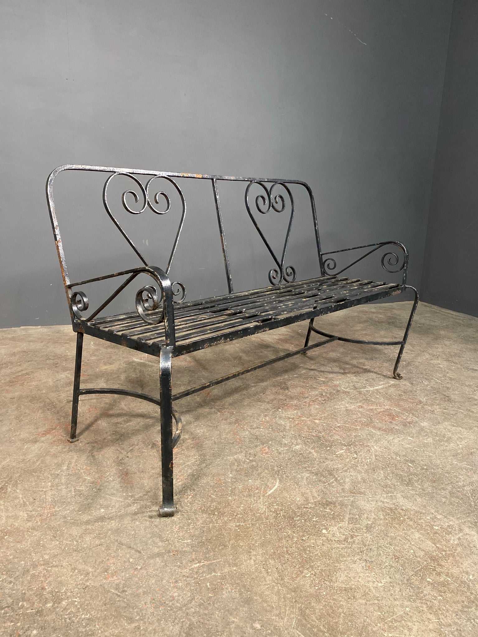 Mid 20th Century Wrought Iron Garden Bench