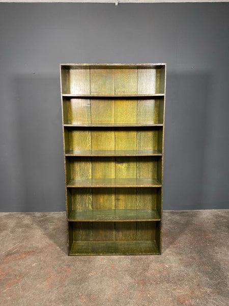 Large Early Victorian Green Oak Bookcase