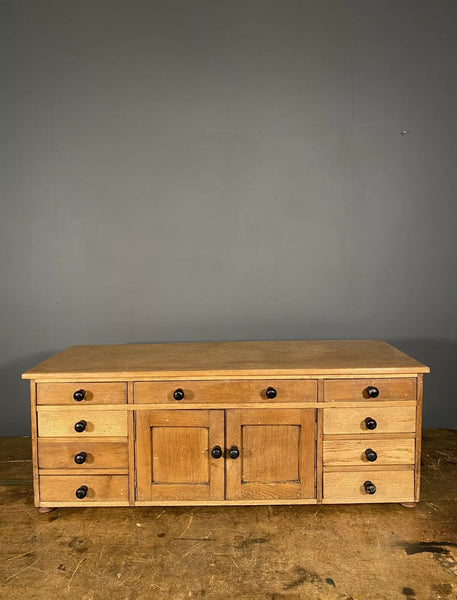 Early 20th Century Oak And Pine Counter Top Cabinet Drawers