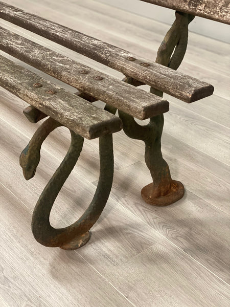 19th Century Serpent Garden Bench In Original Condition