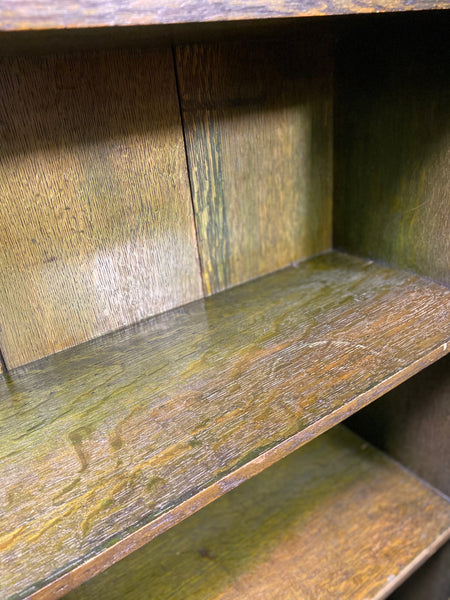 Large Early Victorian Green Oak Bookcase