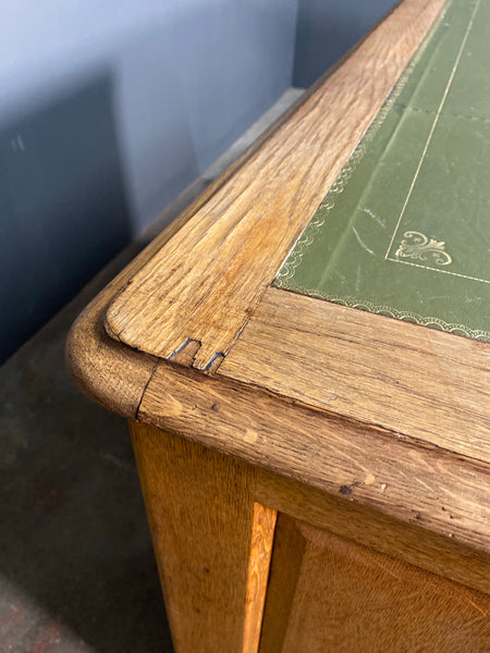 Art Deco Light Oak Panelled Desk c1930