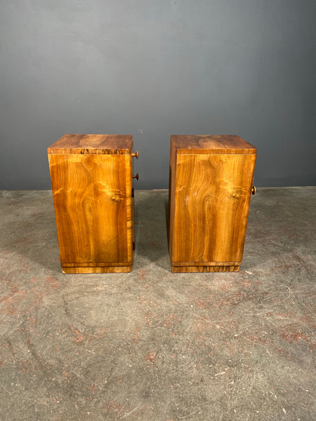 Burr Walnut Art Deco Bedside Cabinets