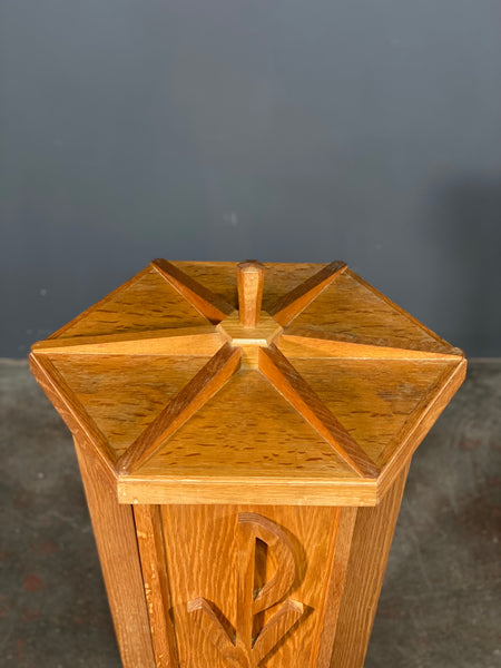 Mid 20th Century Oak Church Baptismal Font