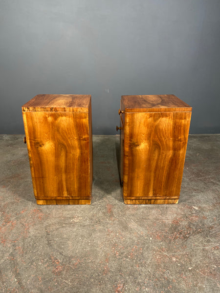Burr Walnut Art Deco Bedside Cabinets