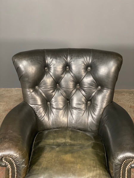 20th Century Dark Green Chesterfield Leather Armchair