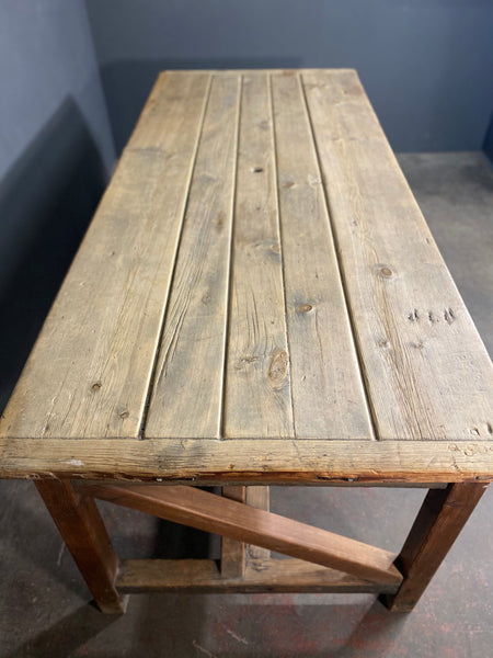 Large Victorian Pine Mill Table c1890