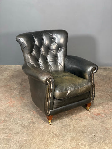 20th Century Dark Green Chesterfield Leather Armchair