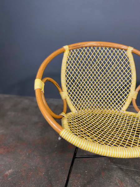 Pair Of Mid Century Bamboo And String Egg Chairs