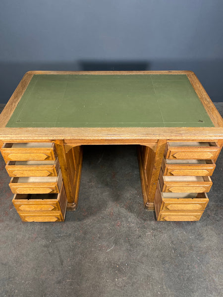 Art Deco Light Oak Panelled Desk c1930