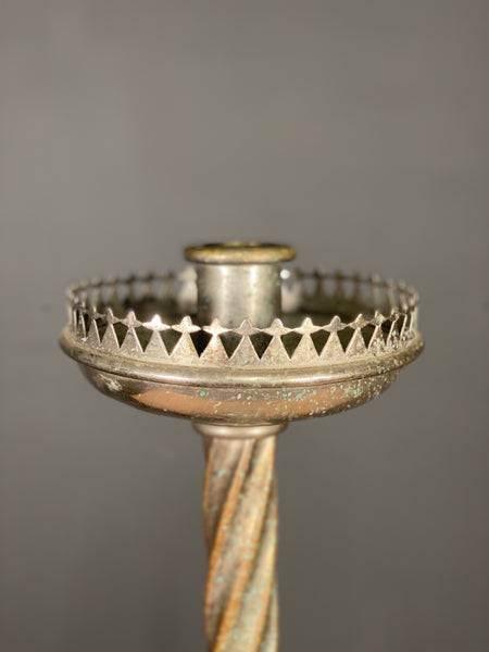 Large 19th Century Silver Plated Bronze Church Candlestick