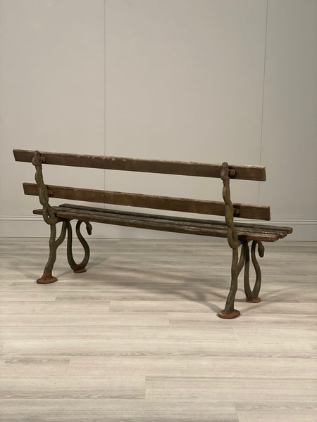 19th Century Serpent Garden Bench In Original Condition