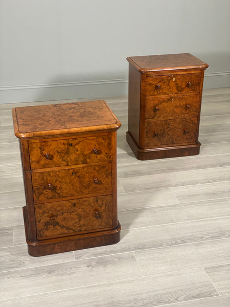 19th Century Burr Walnut Bedside Cabinets