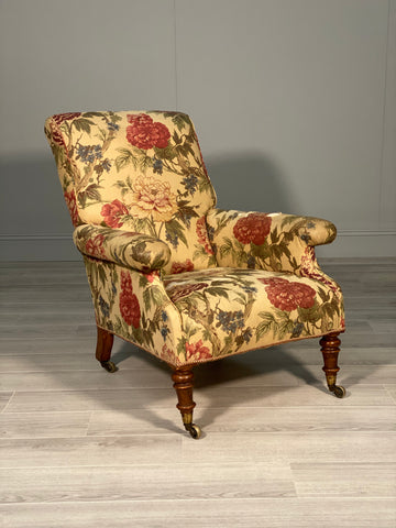 19th Century Howard Style Willoughby Armchair With Cope Castors
