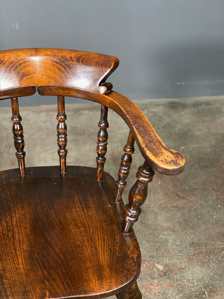 Antique Captains Smokers Bow Elm Desk Chair