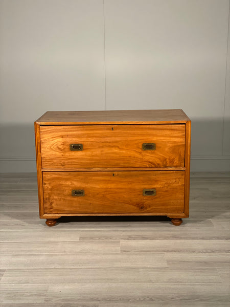 Edwardian Walnut Campaign Chest Of Drawers
