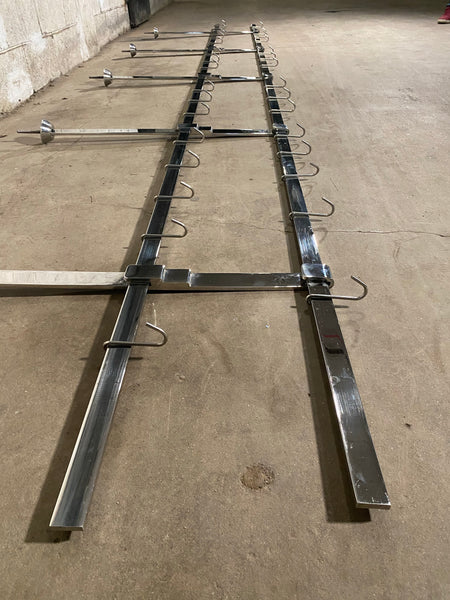 16ft Stainless Steel Butchers Shop Display Rack Ceiling Mounted