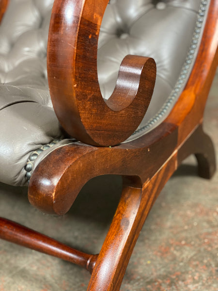 A Vintage Leather Chesterfield Slipper Chair