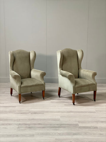 A Pair Of Petite Edwardian Wingback Armchair’s