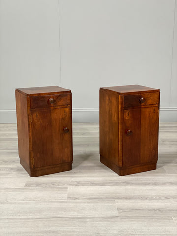 A Pair Of Art Deco Walnut Bedside Cabinet’s