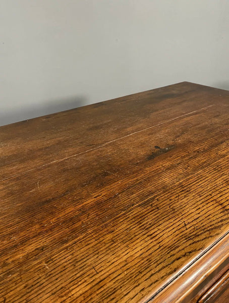 Early Victorian 19th Century Large Inlaid Oak Chest Of Drawers