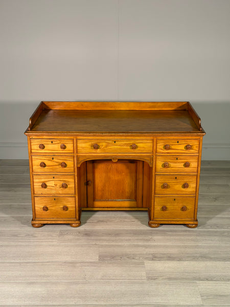 19th Century Solid Ash Kneehole Desk