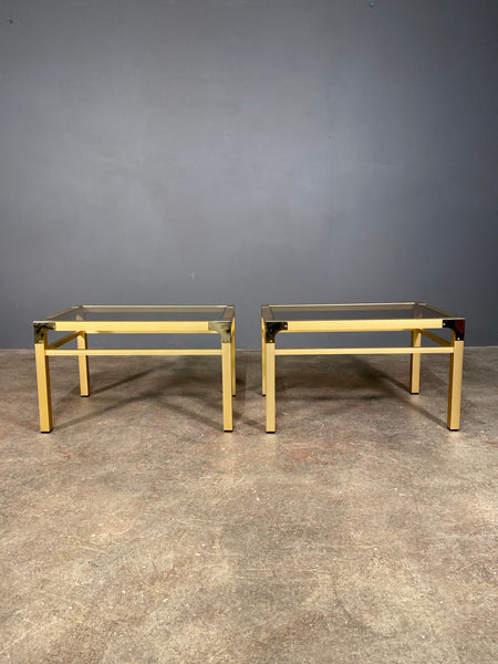 Pair Of 20th Century Anodized Brass Smoked Glass Side Tables