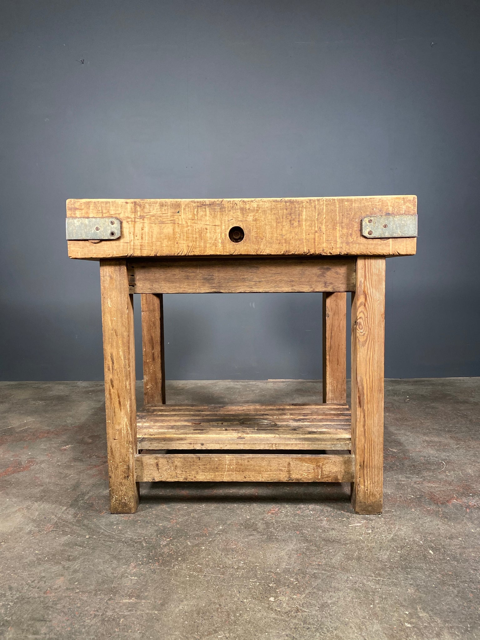 20th Century Butchers Block On Stand Kitchen Island