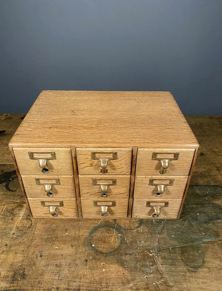 Early 20th Century Oak Index 9 Drawer Cabinet