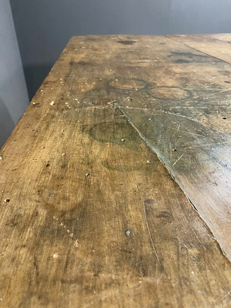 Late 19th Century Antique Pine 2 Plank Top 6ft Industrial Table