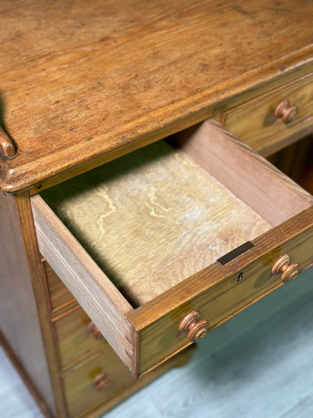 19th Century Solid Ash Kneehole Desk