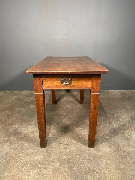 Antique Oak Church Table Desk With End Drawer c1905